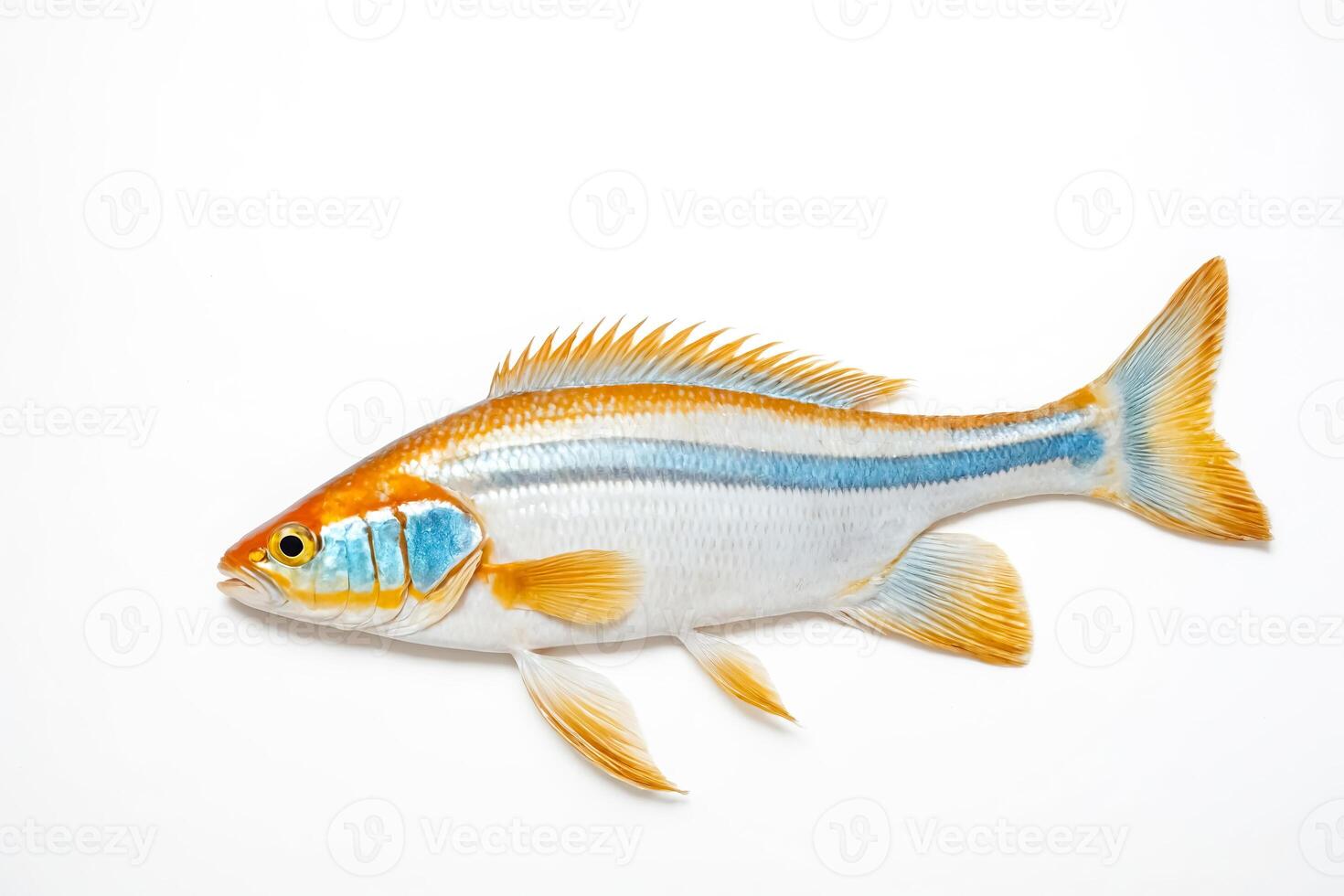 White and Orange Striped Fish Isolated on White Background photo