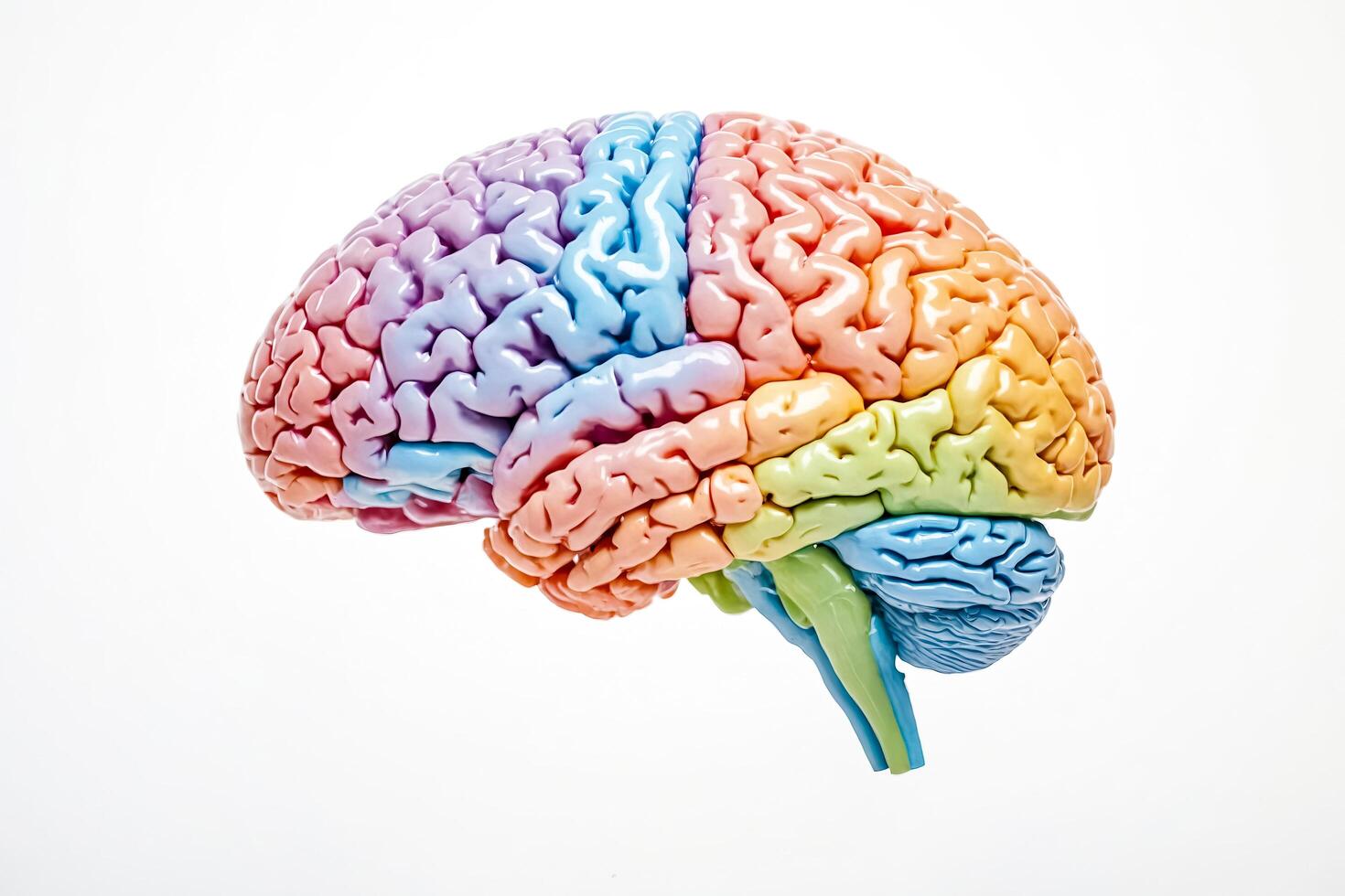 Colorful Human Brain Model Isolated on White Background photo