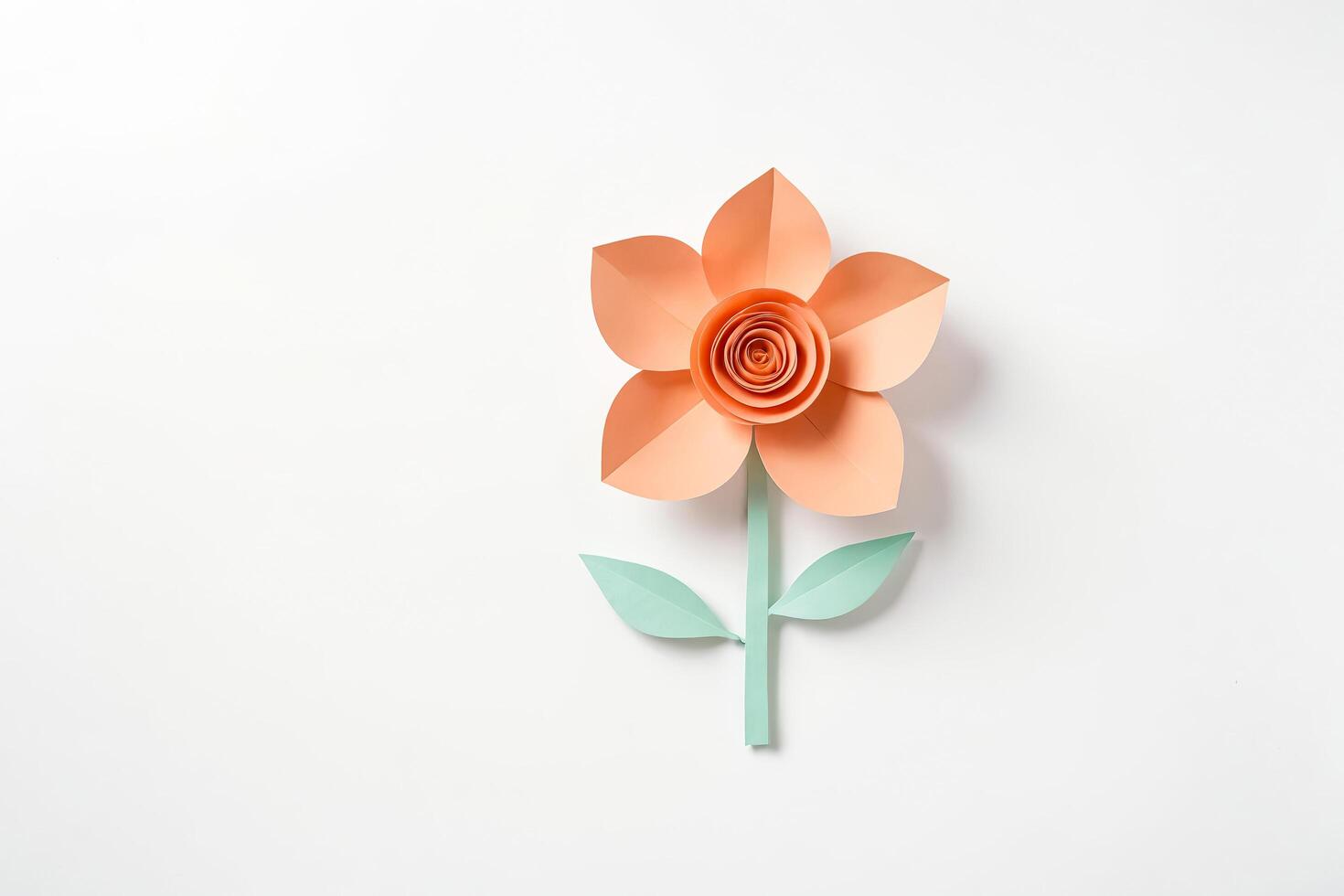 Paper Flower with Green Stem and Leaves photo