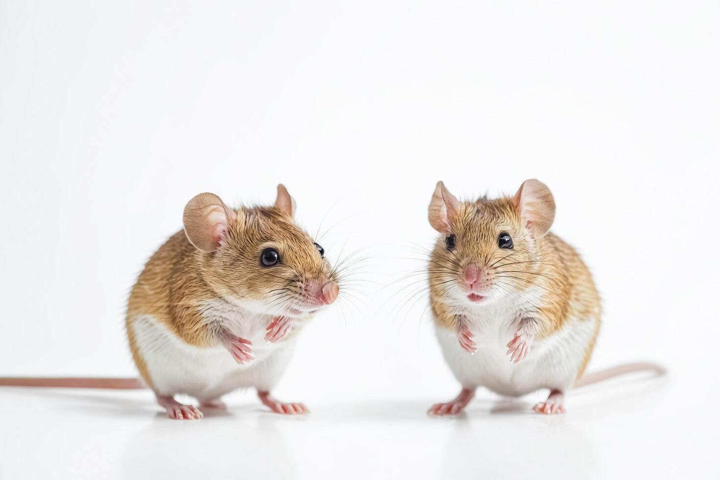Two Mice Looking at Each Other on White Background photo