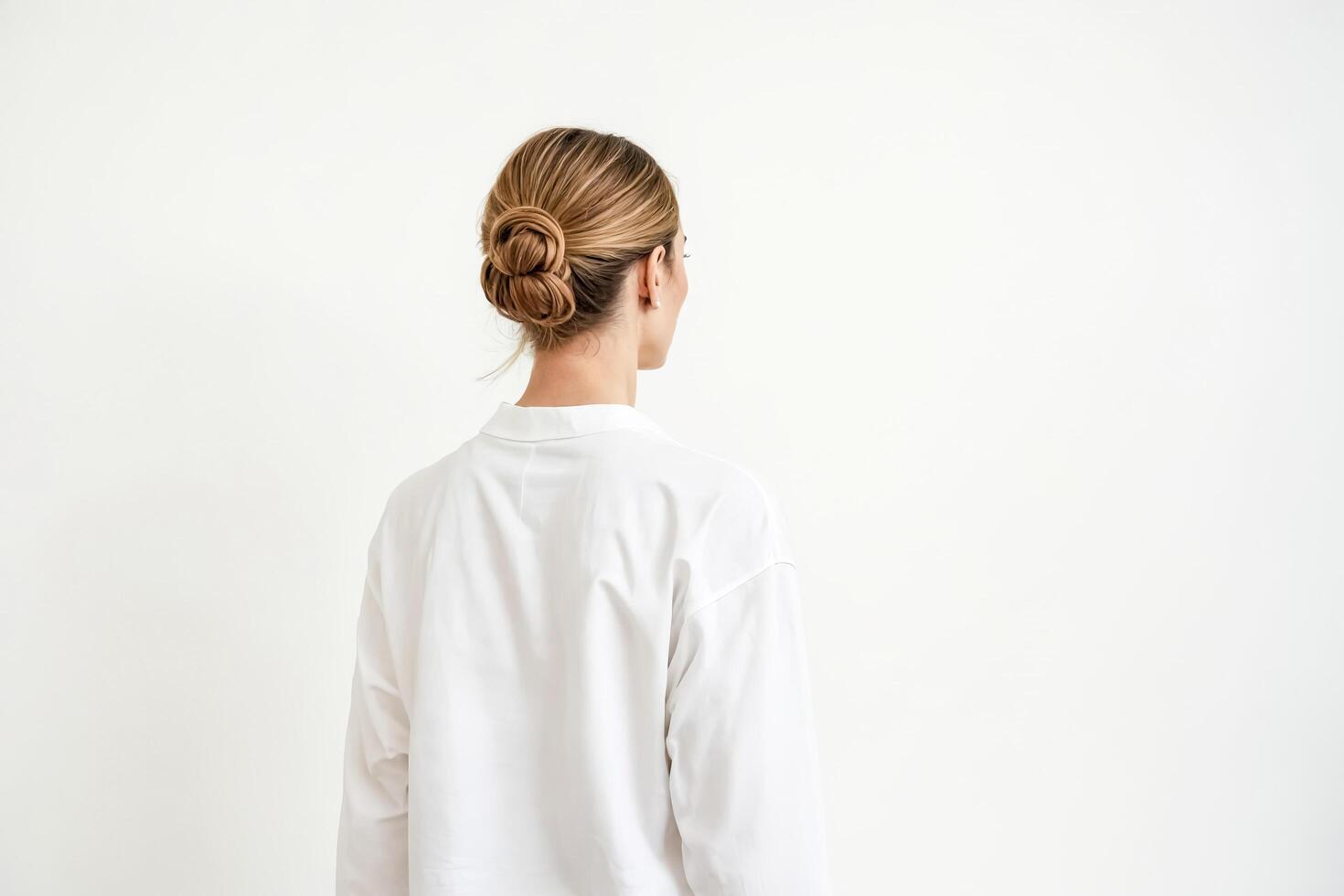 Woman in White Shirt Turning Away from the Camera photo