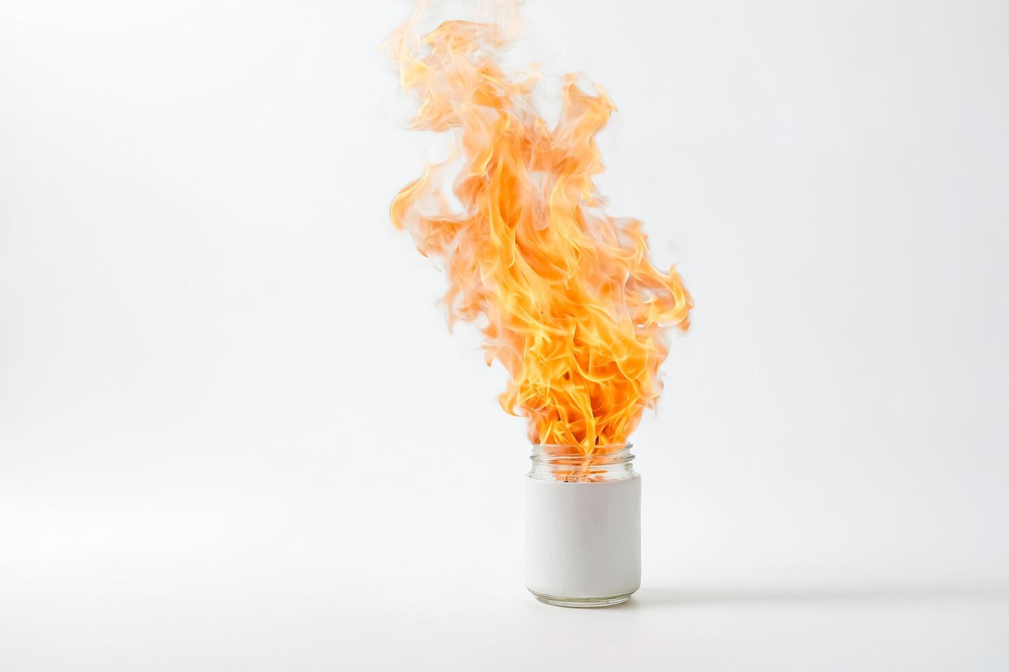 Flames bursting from a jar photo