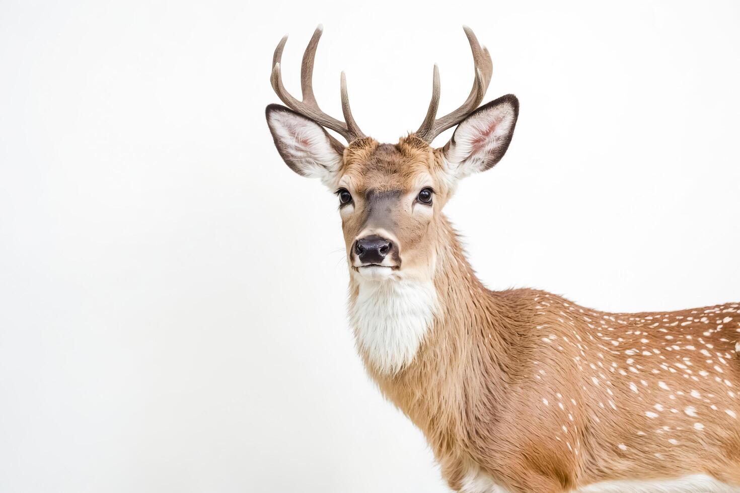 Fawn with Antlers Looking Directly at Camera photo