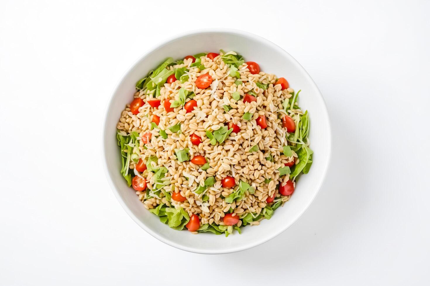 Sprouted Grain Salad with Cherry Tomatoes and Greens photo