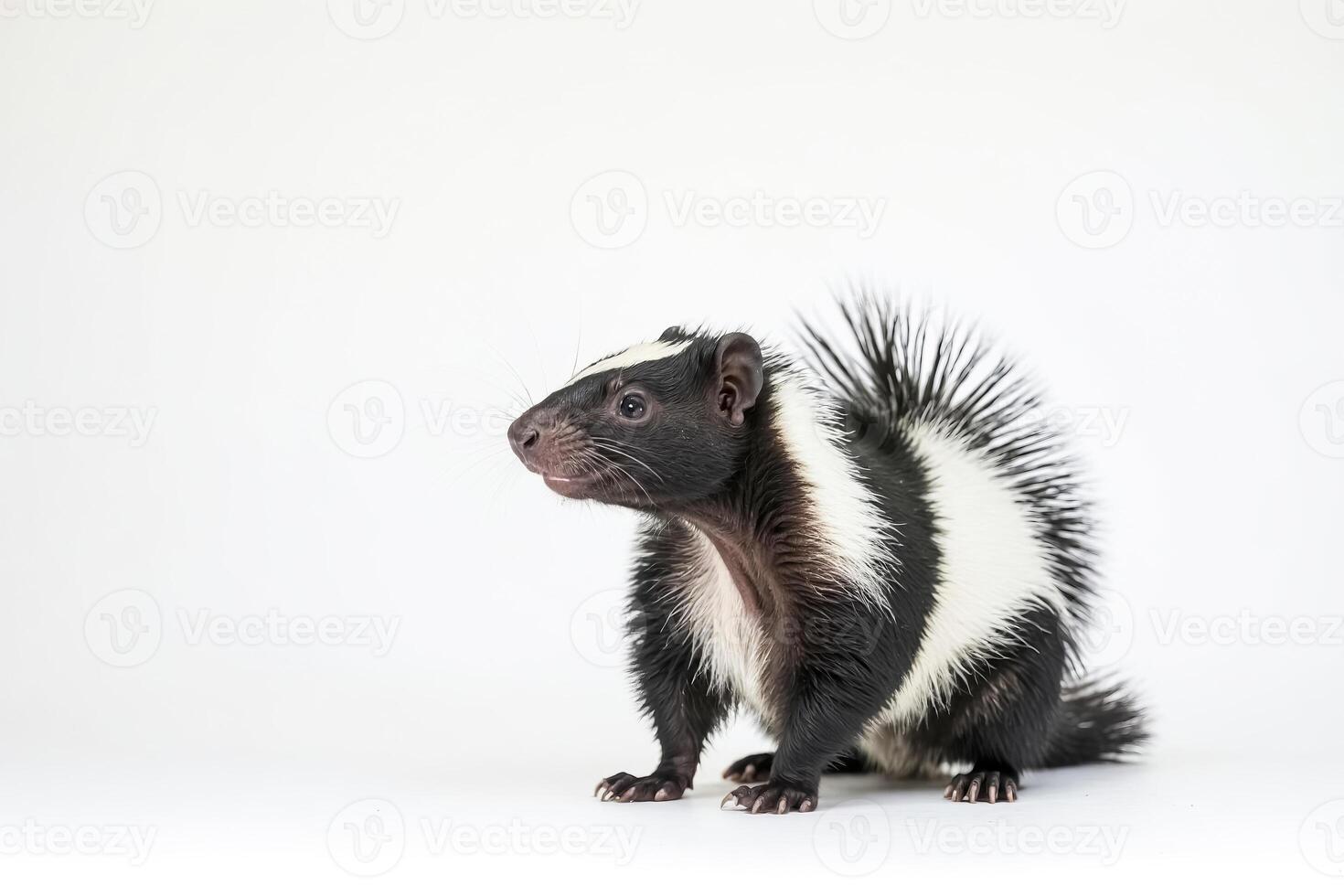 Closeup of a Skunk on White Background photo