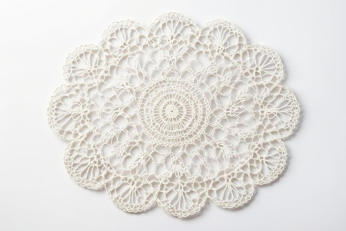 White Crochet Doily on White Background photo