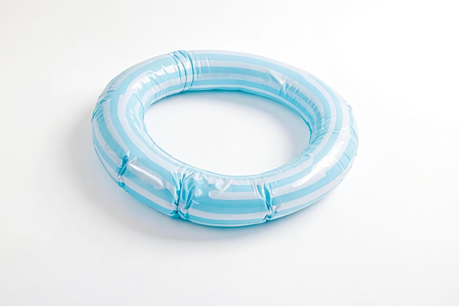 Blue and White Striped Inflatable Ring photo