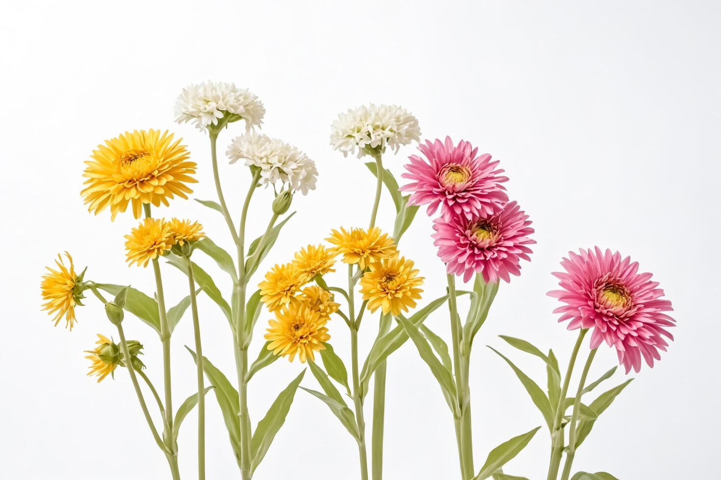 Yellow, White and Pink Flowers photo