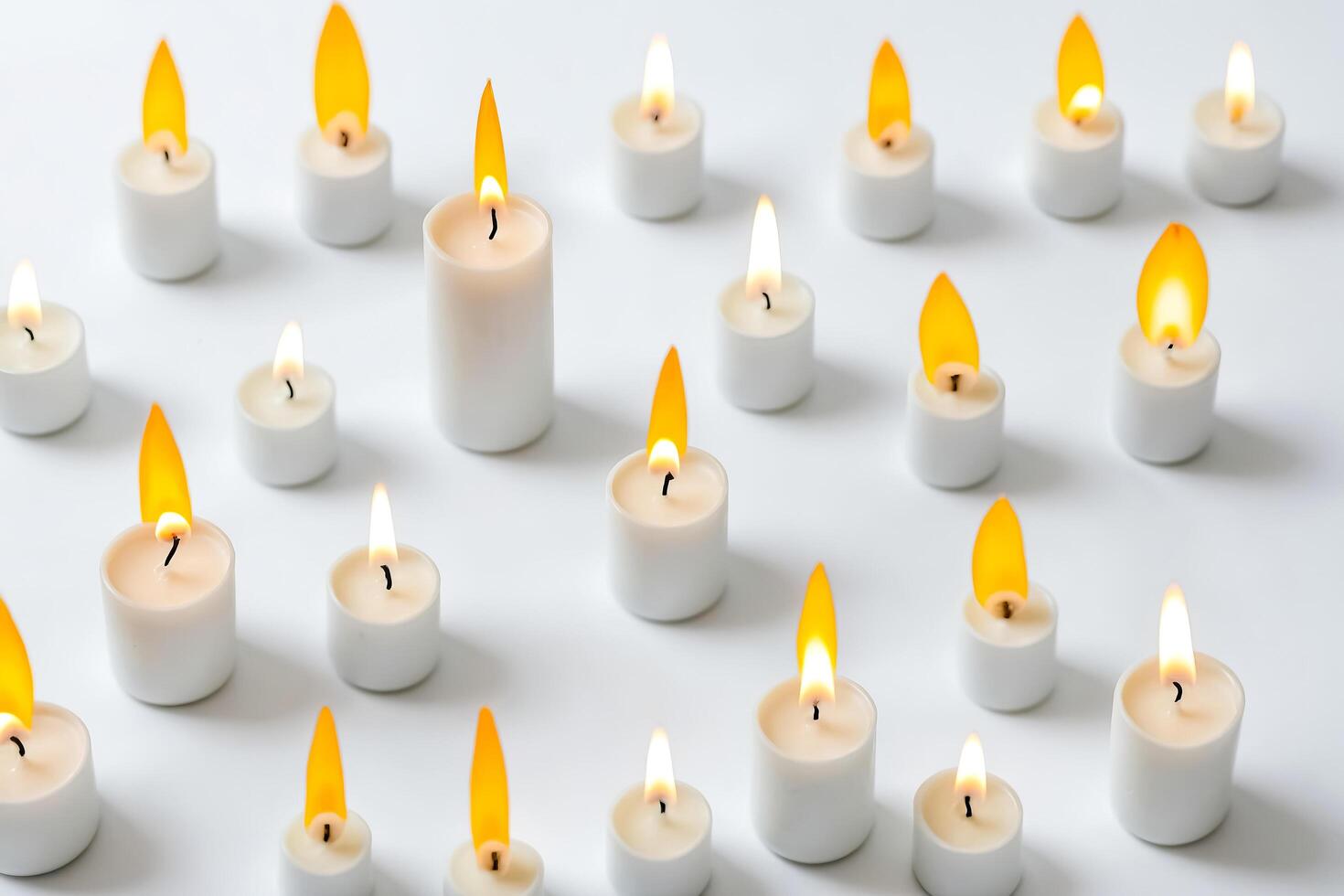 Burning Candles on White Background photo