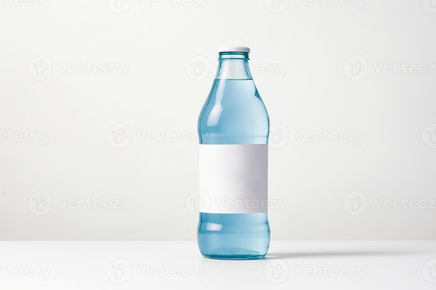 Glass bottle with white label mockup photo