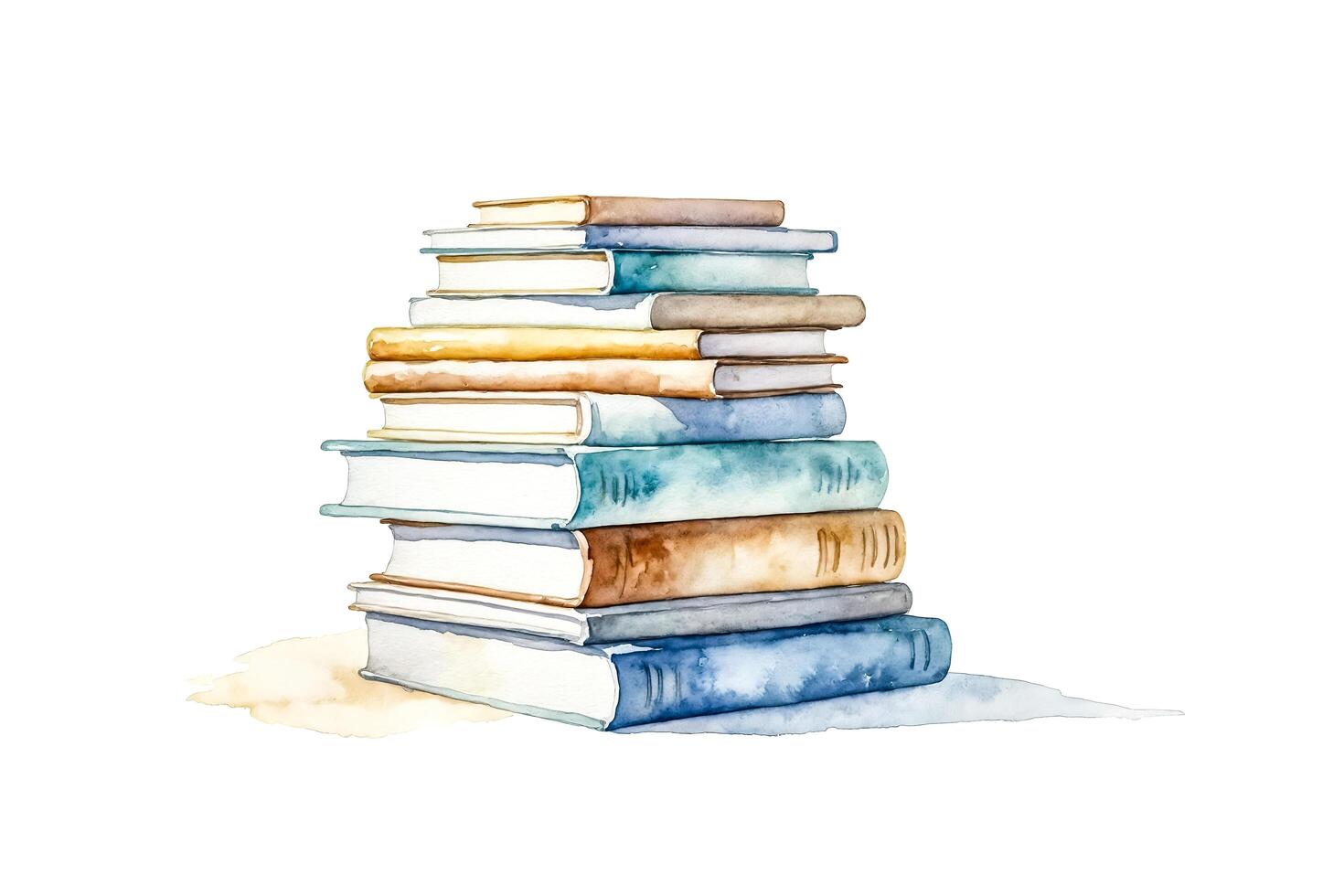 Watercolor Illustration of a Stack of Books photo