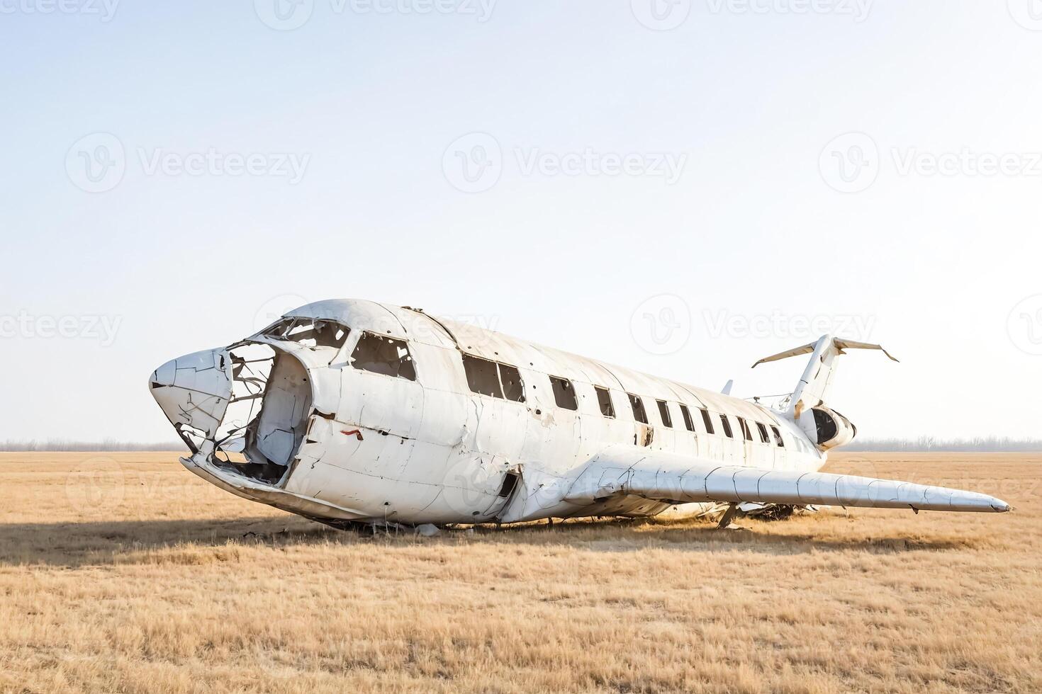 Wrecked Airplane in a Field photo