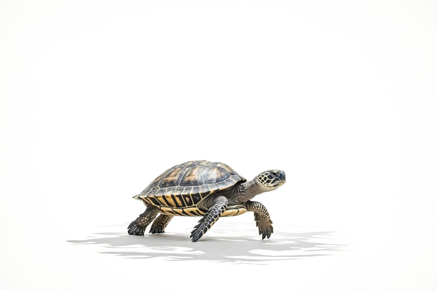 Sea Turtle Walking on White Background photo
