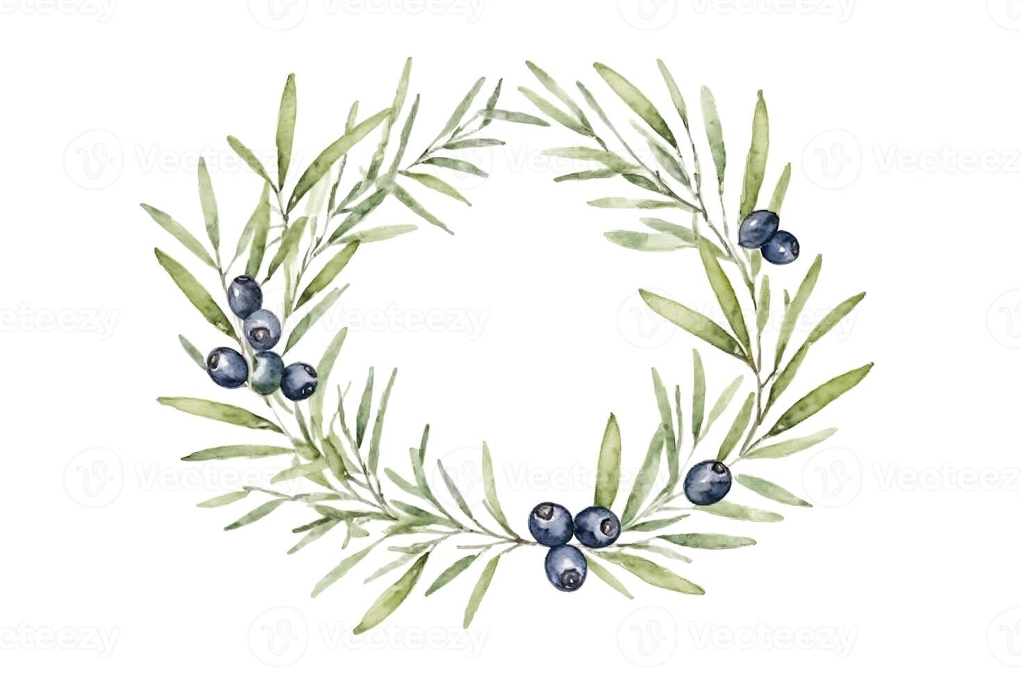 Watercolor Olive Branch Wreath photo