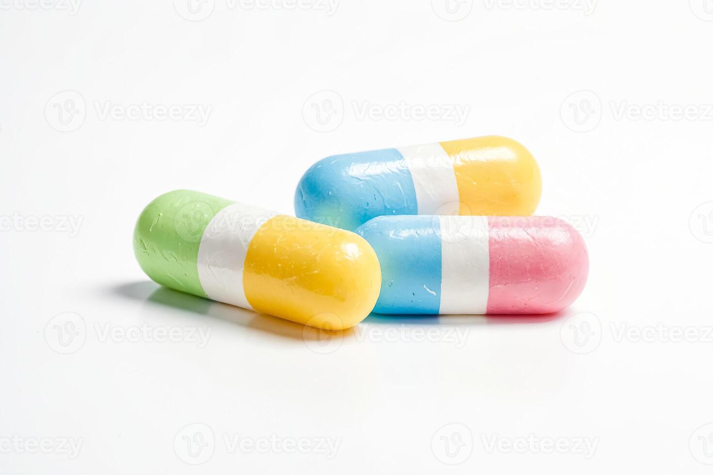 Colorful Capsules on White Background photo