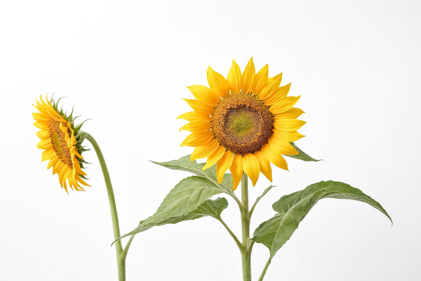 Two Sunflowers on White Background photo