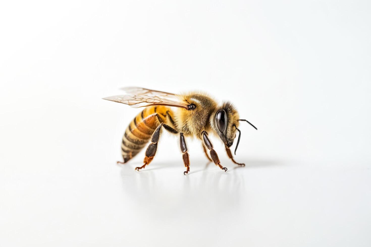 Close-up of a Bee on White Background photo