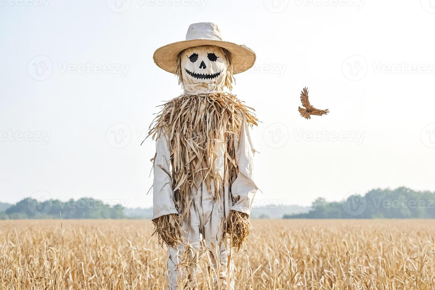 Scary Scarecrow In A Field photo