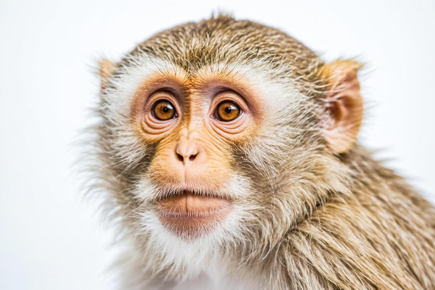 Close Up Portrait of a Young Monkey with Large Brown Eyes photo
