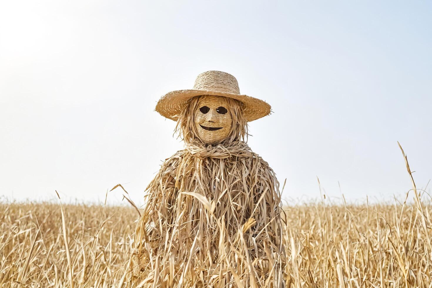 Straw Scarecrow in a Field photo