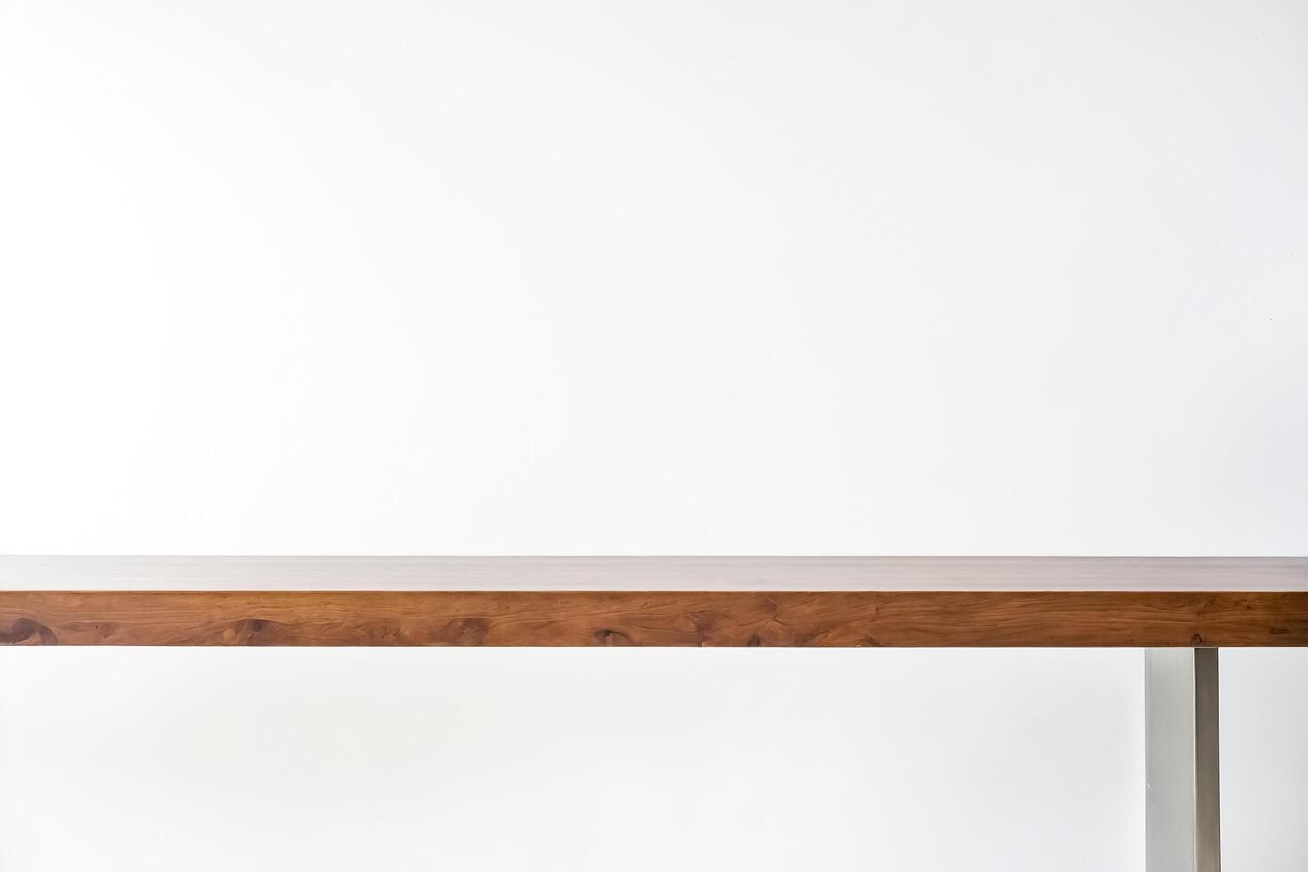 Wooden table top with white background photo