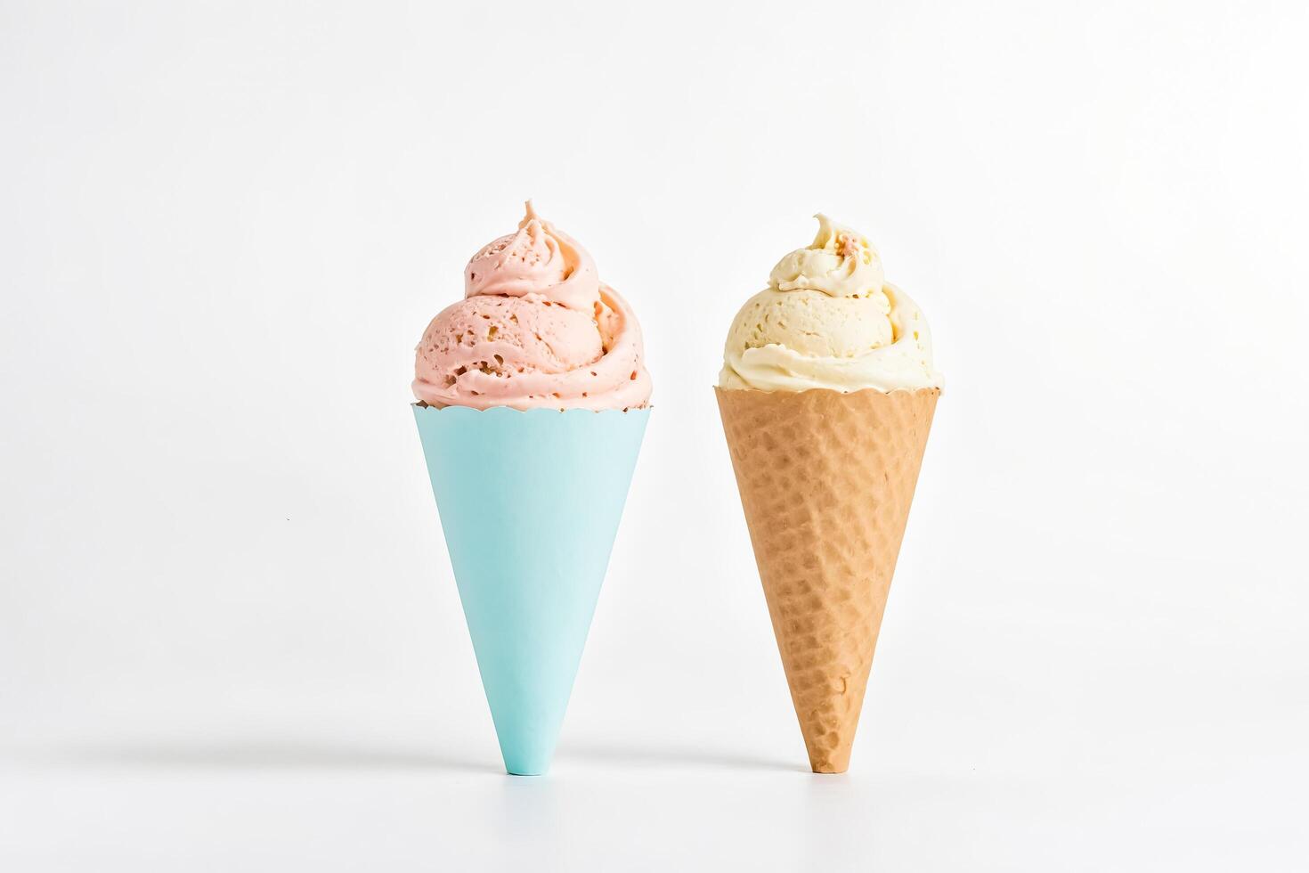 Strawberry and Vanilla Ice Cream Cones photo