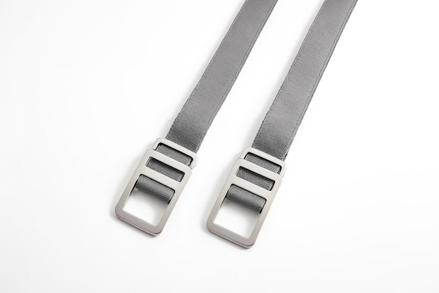 Grey Leather Straps With Silver Buckles photo