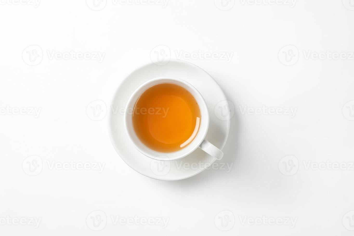 Top View of a Cup of Tea on a White Background photo