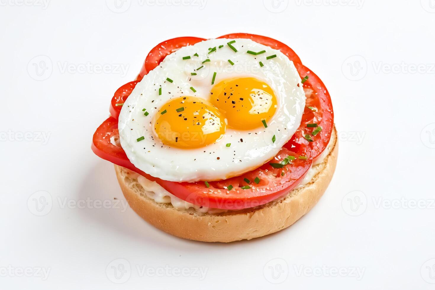 Fried Egg Sandwich with Tomato and Chives photo