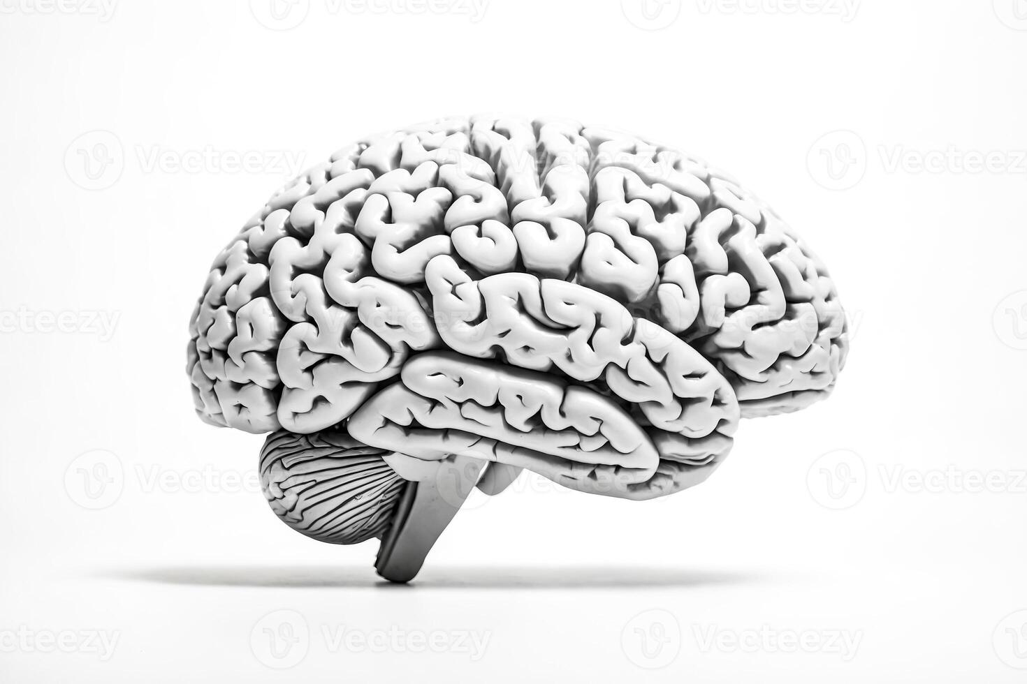 White Human Brain Model Isolated On White Background photo