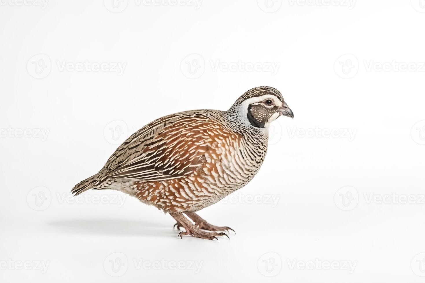 Closeup of a Gambel's Quail Standing on a White Background photo