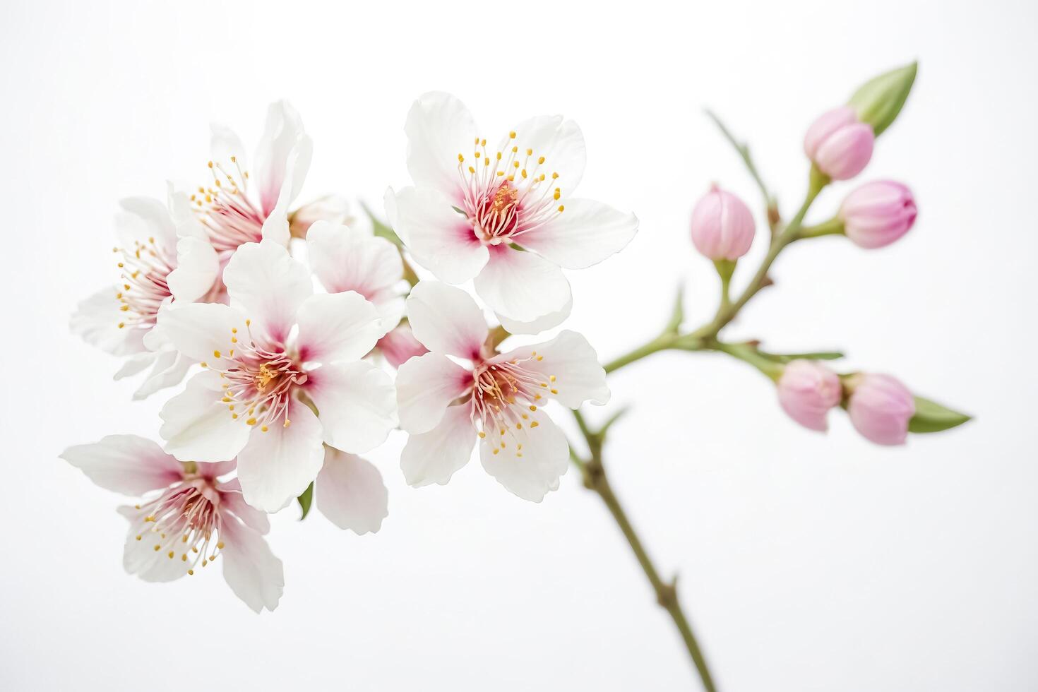 Delicate Pink Cherry Blossoms on a White Background photo