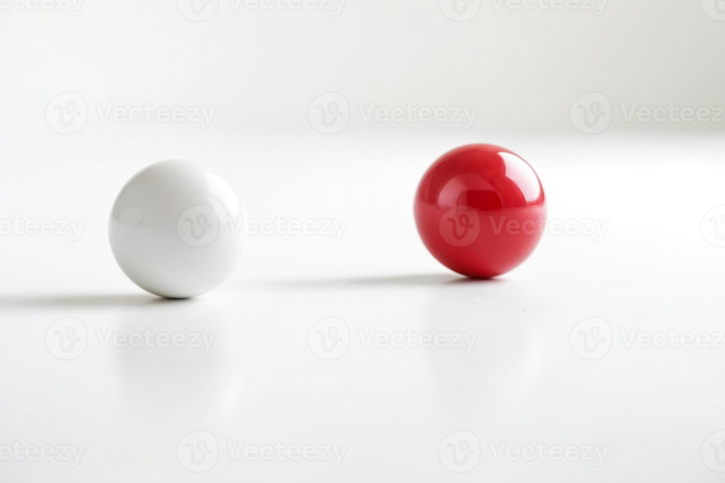 White and Red Spheres on White Background photo