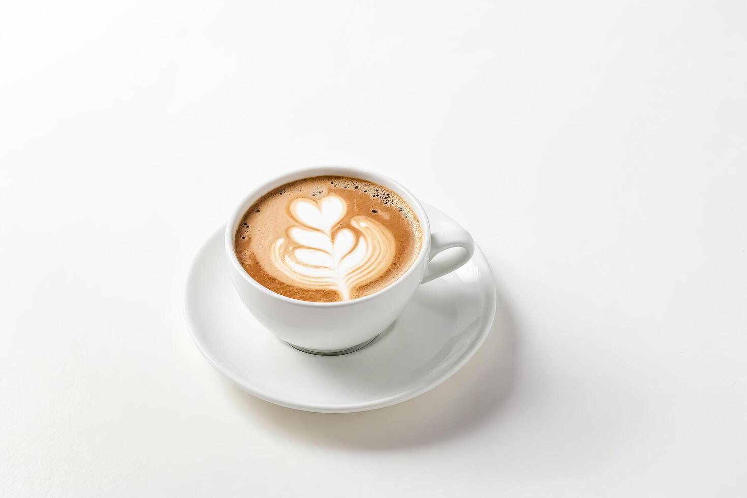 Cup of Latte Art Coffee on White Background photo