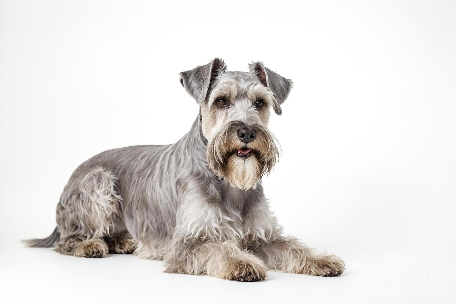 Miniature Schnauzer Dog on a White Background photo