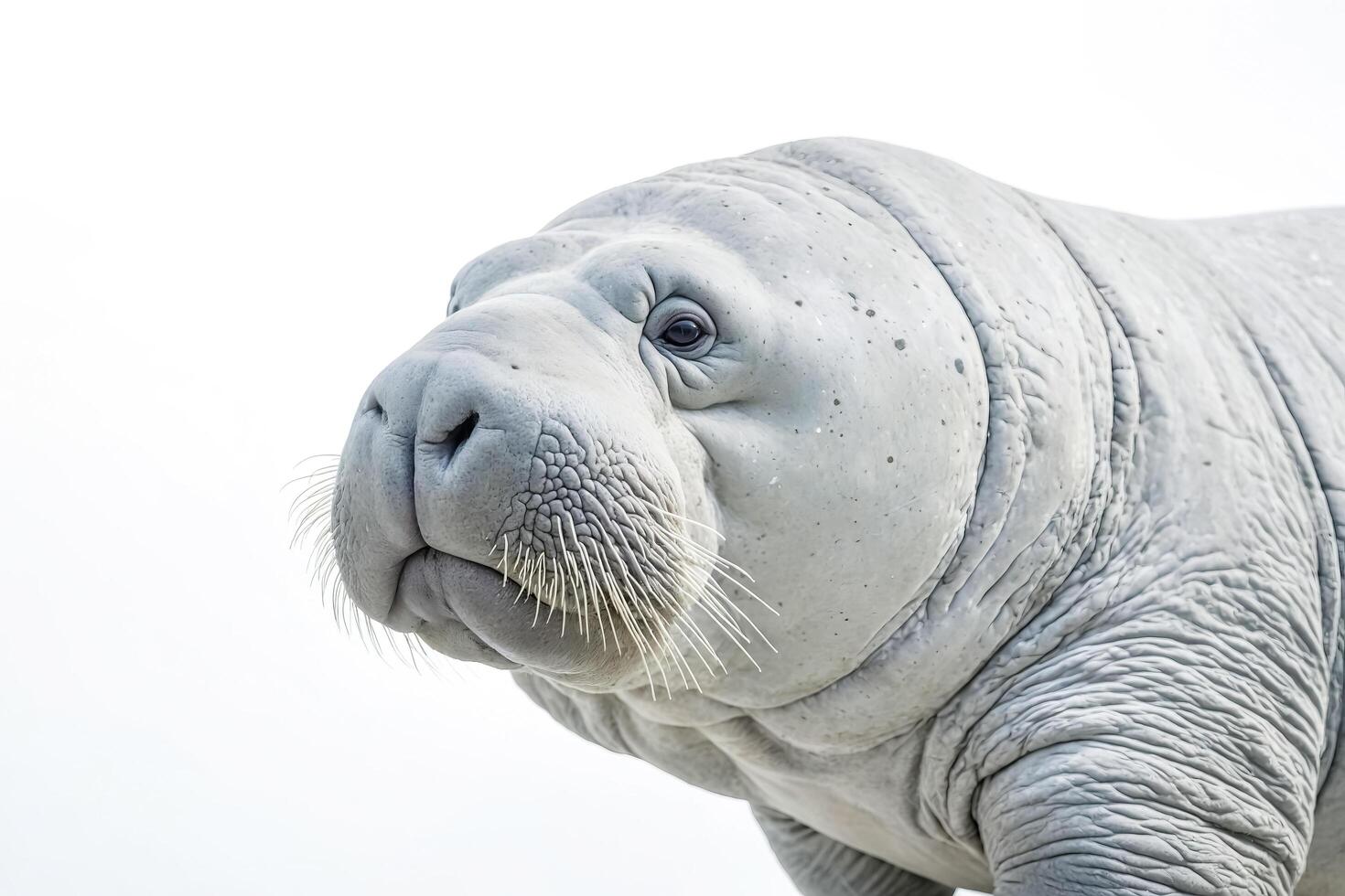 Close-up portrait of a walrus with a white background photo