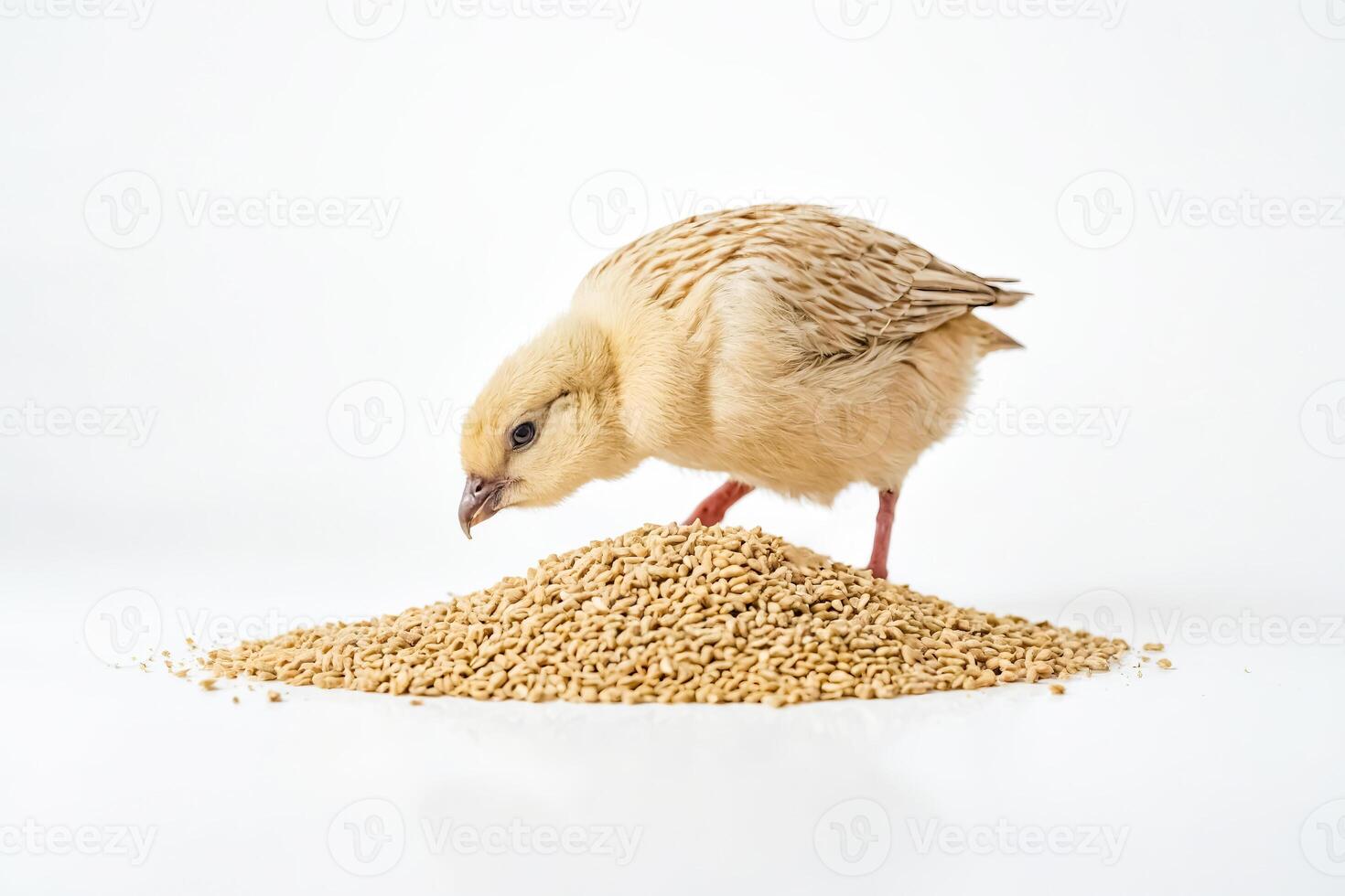Baby Quail Eating Grain photo