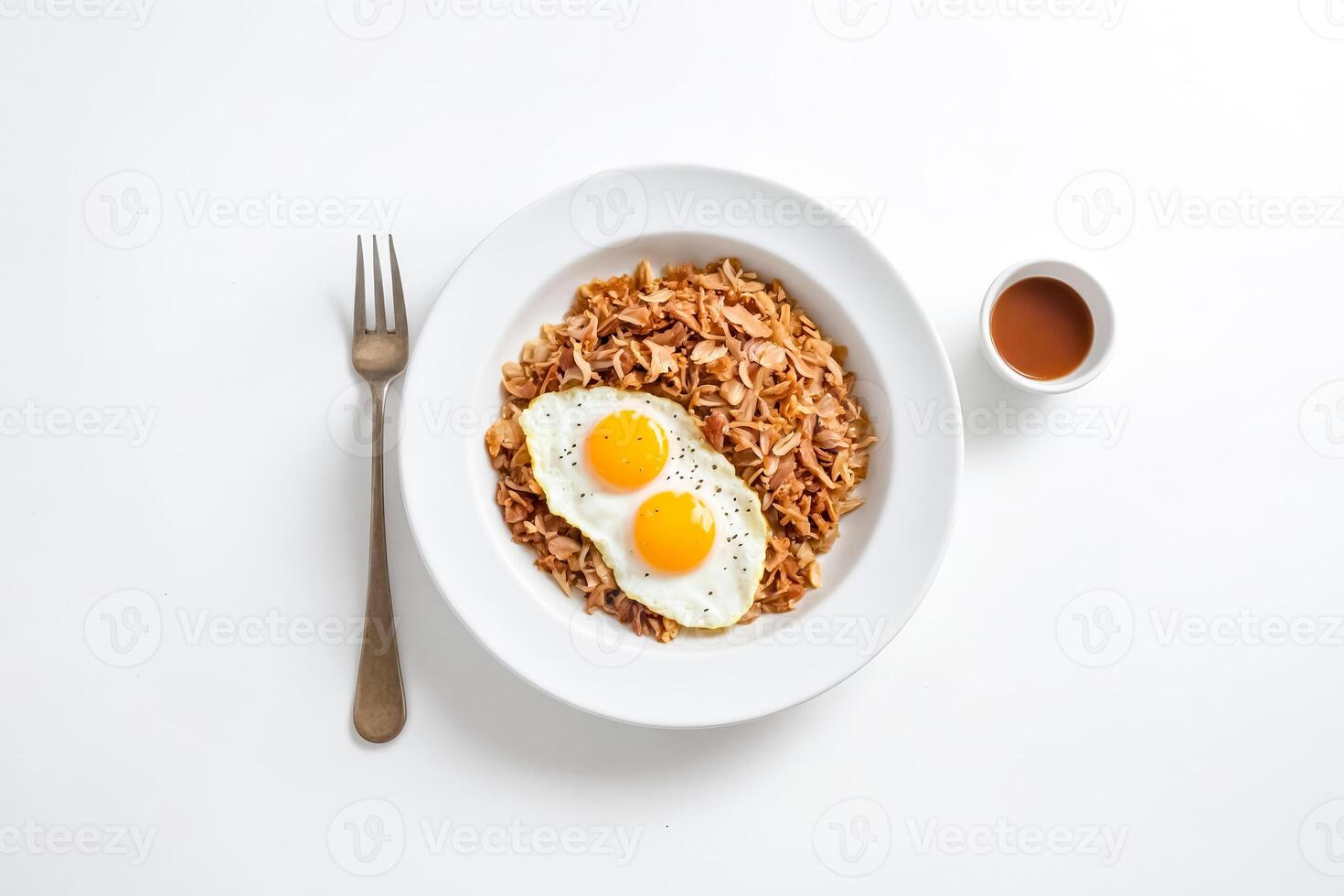 Fried Eggs with Jackfruit and Coffee photo