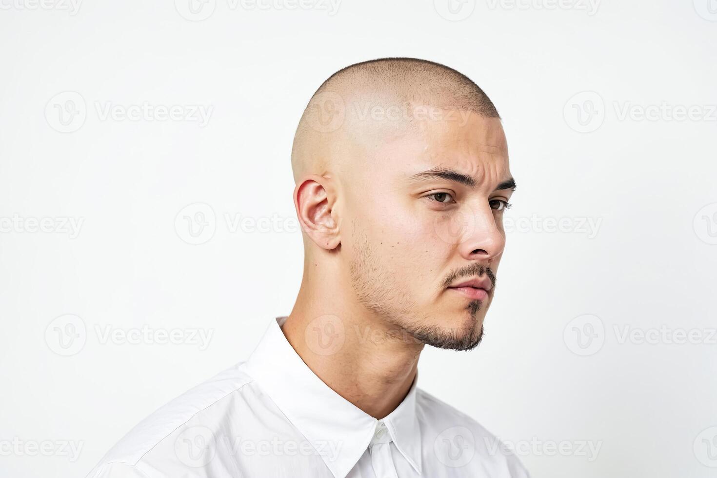 Close-up of a Man with a Shaved Head and a Goatee photo