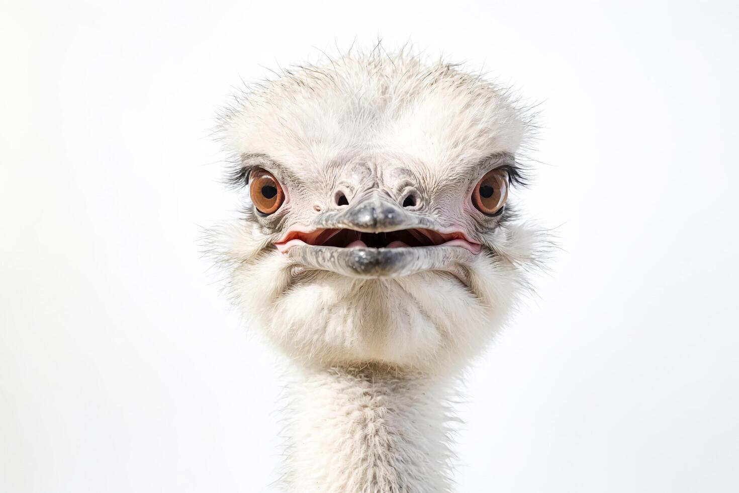 Close up of Ostrich head with mouth open photo