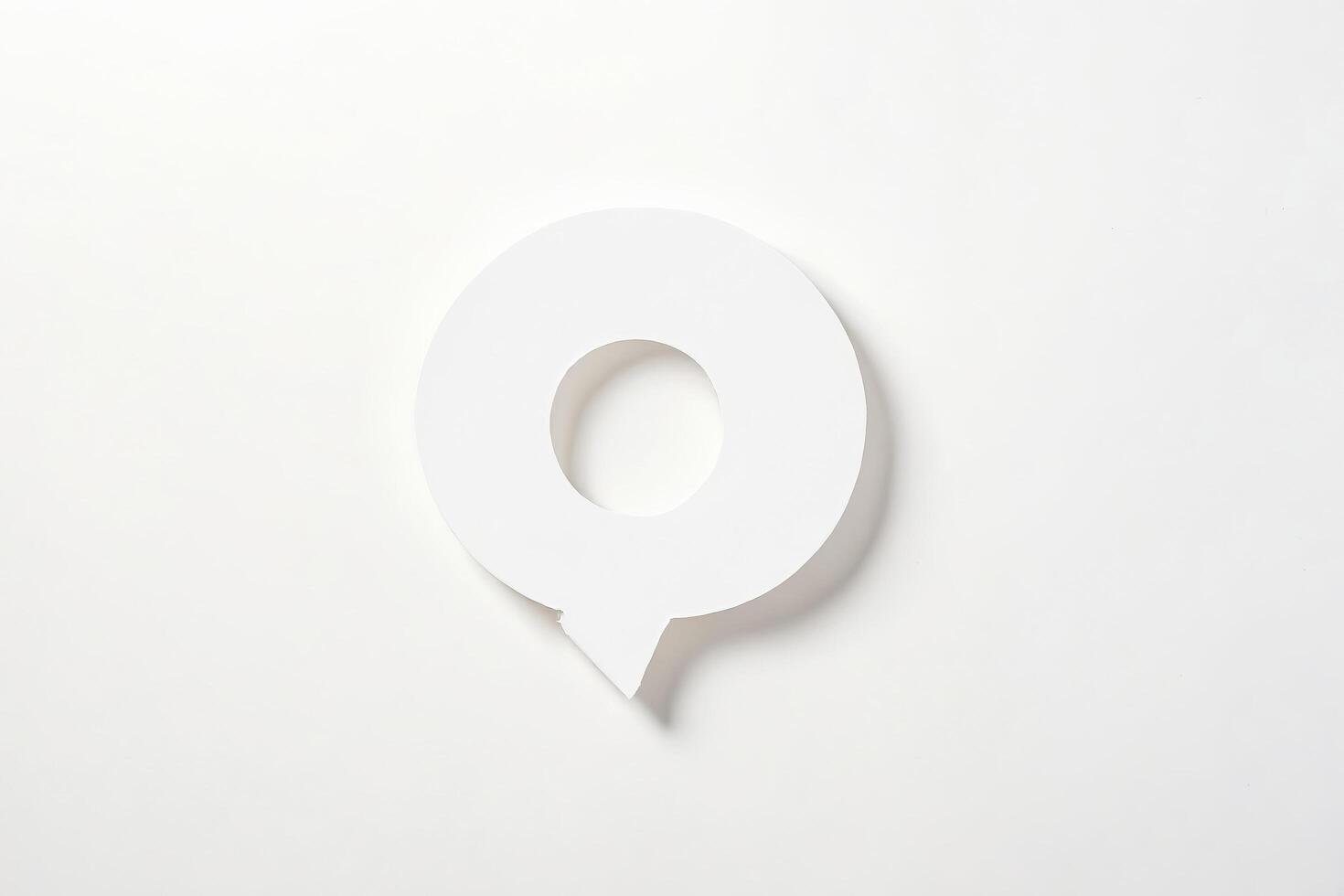 White speech bubble with shadow on white background photo