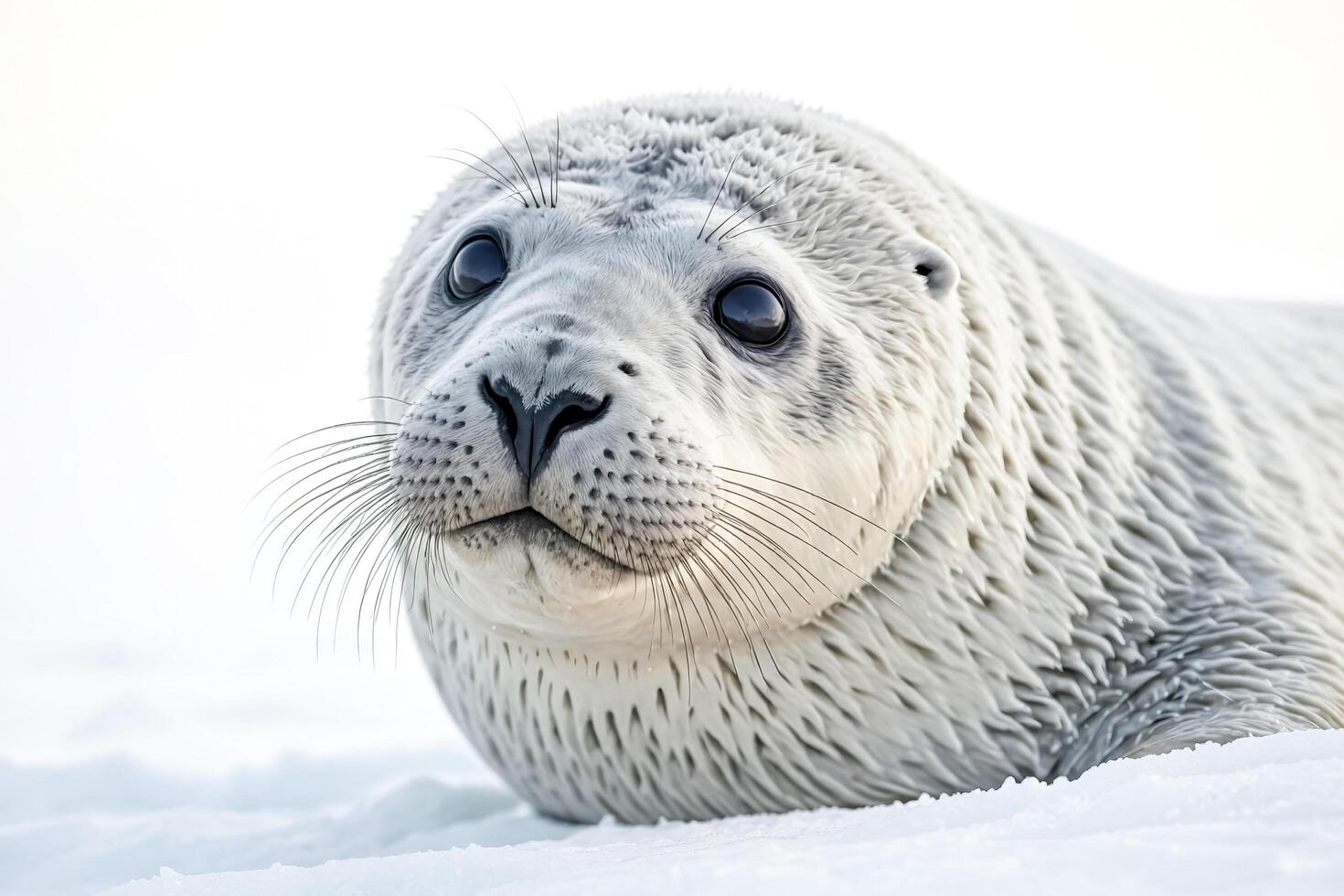 Closeup of a Curious Seal Pup on Ice photo