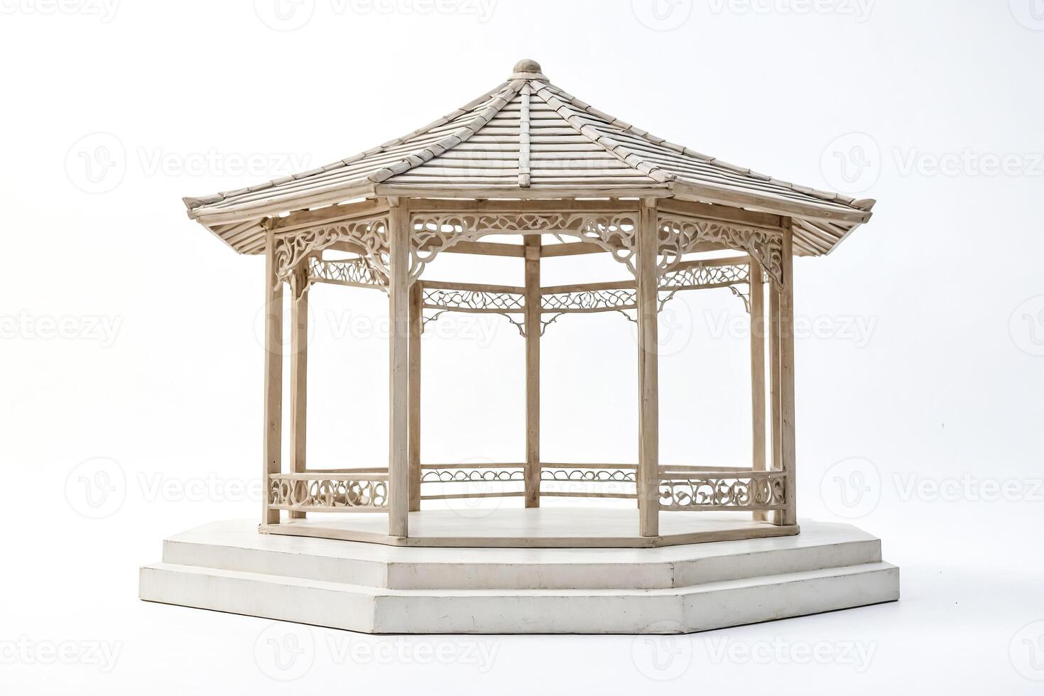 Wooden Gazebo on White Background photo