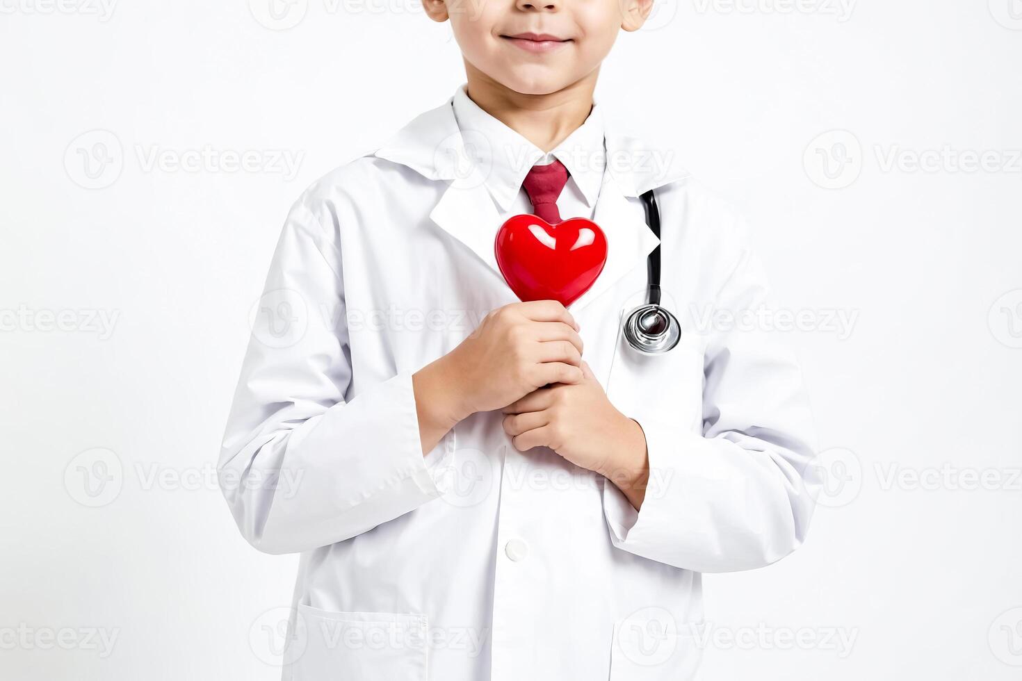 Little Doctor Holding Red Heart photo