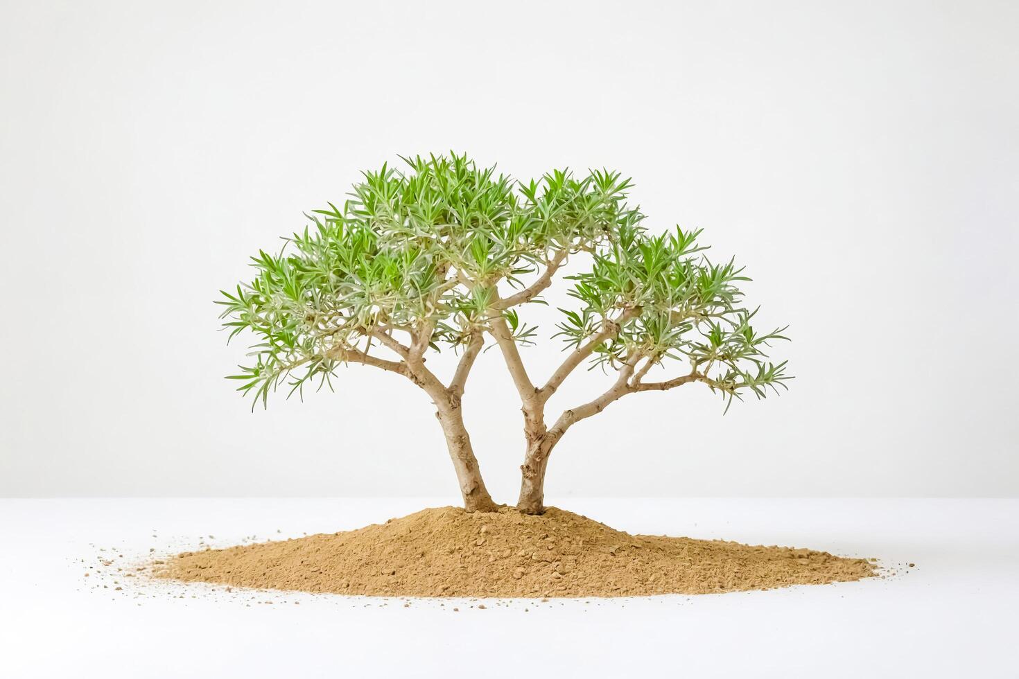 Green Plant in Sand on White Background photo