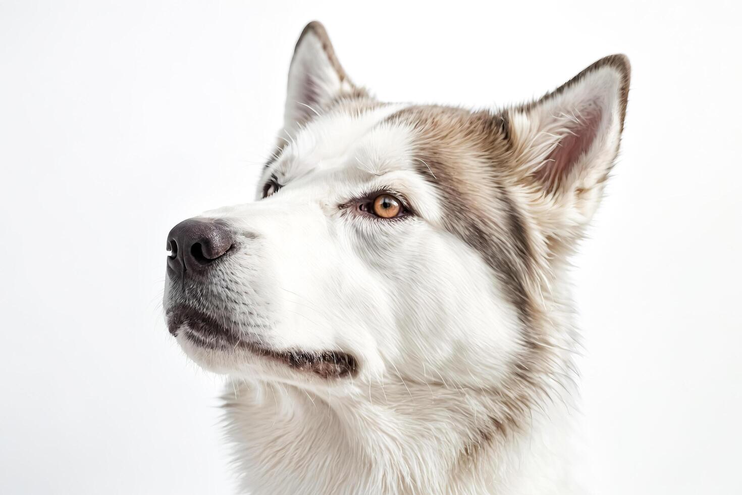 Close-up of a white Siberian Husky's head photo