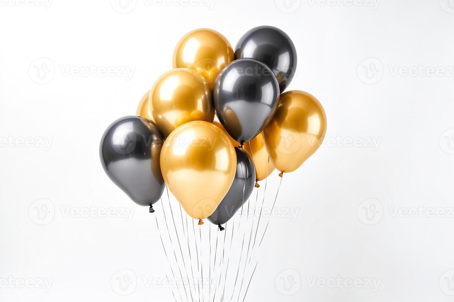 Gold and Black Balloons on White Background photo