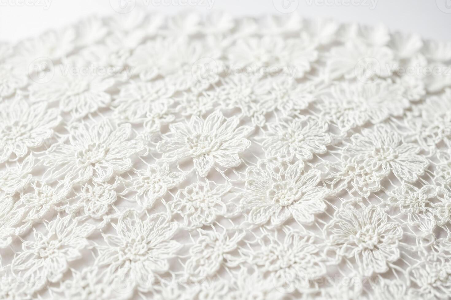 White Lace Fabric with Floral Pattern photo
