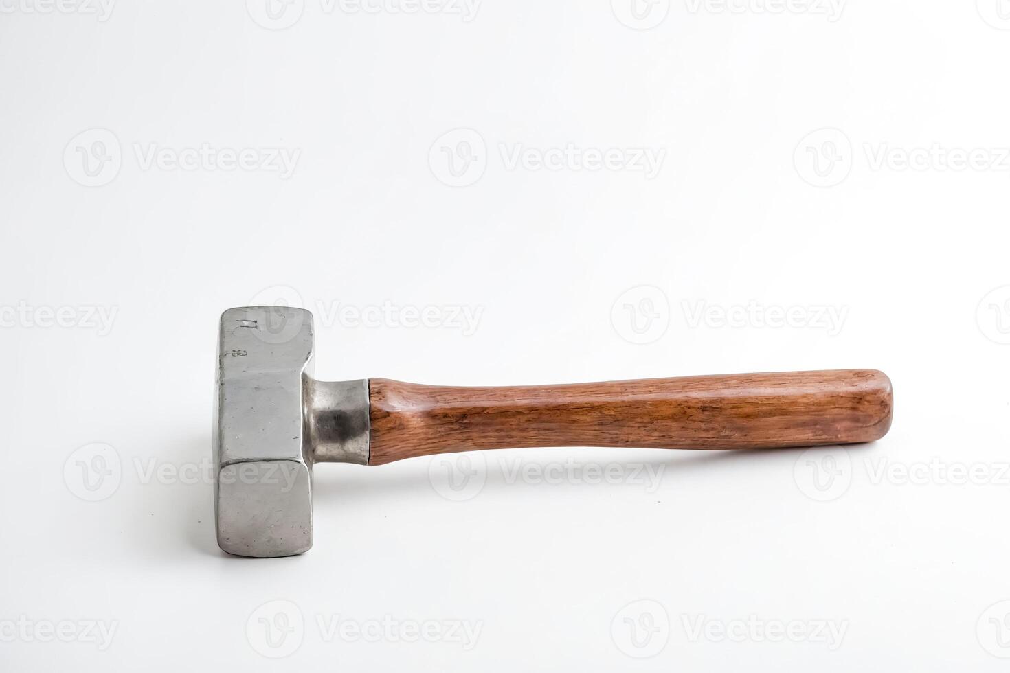 Steel Hammer with Wooden Handle on White Background photo