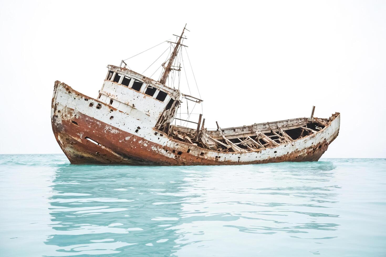 Rusty Shipwreck in Calm Waters photo